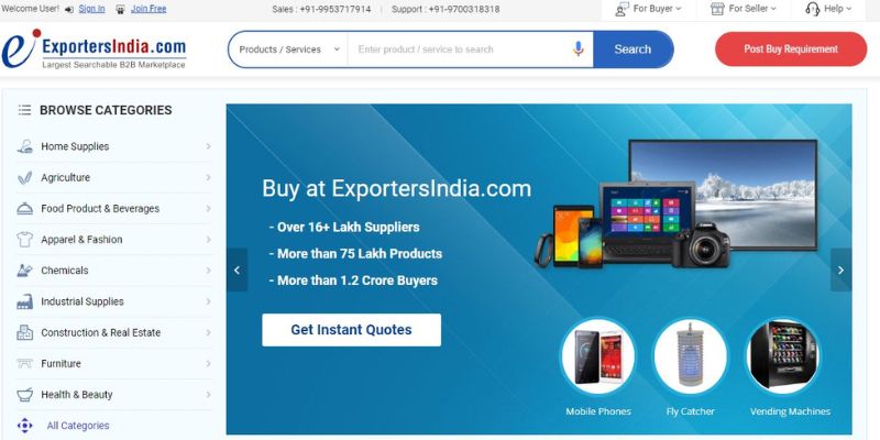 exportersindia image Business Listing Sites